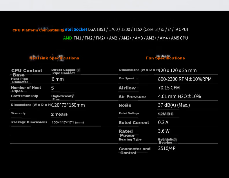 Cougar Fengqing 50 MAX Single Tower Air CPU Cooler Non-Interference with RAM 5 Heat Pipes Copper Base 11