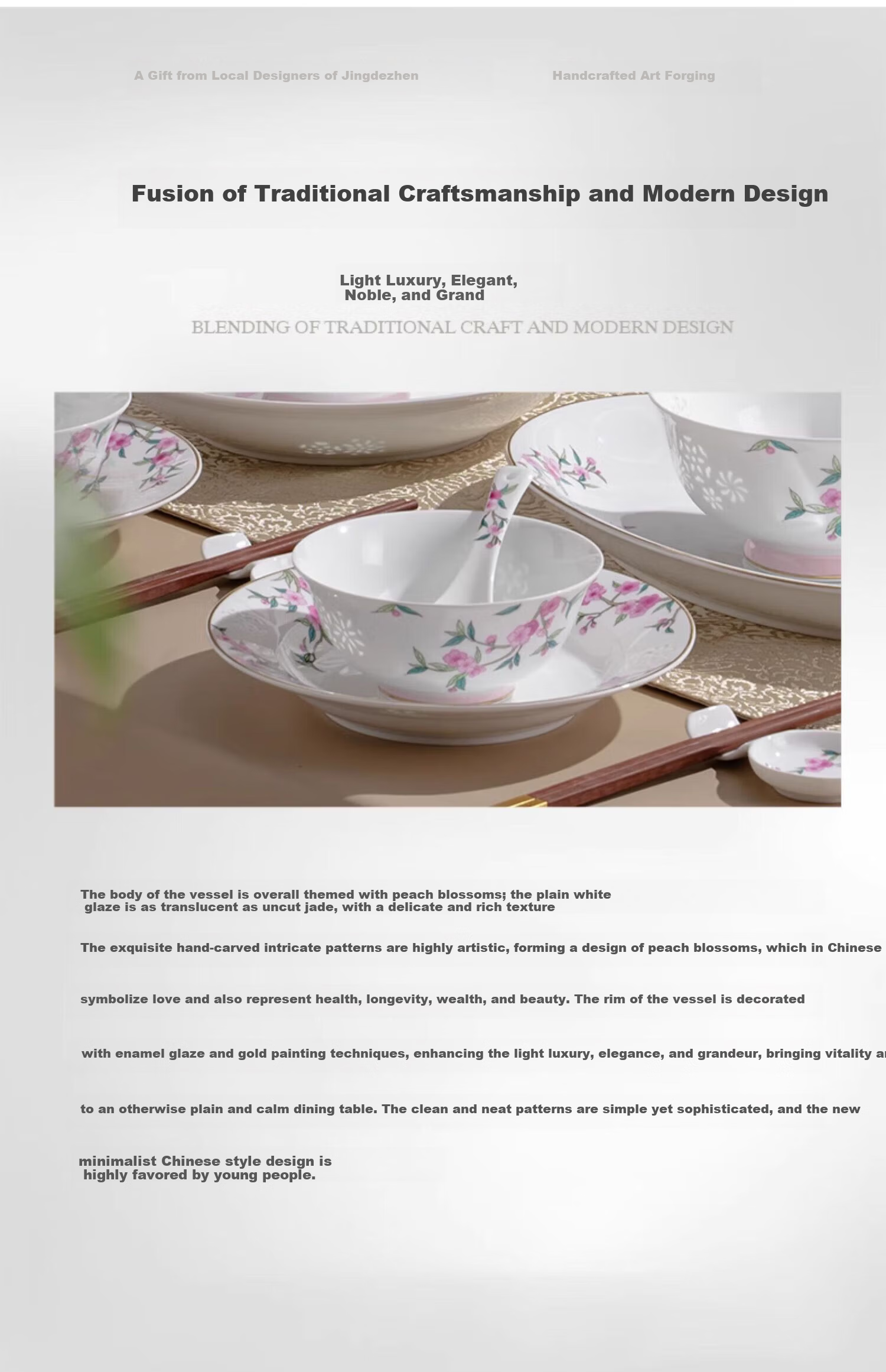 Fuyu Ceramics Jingdezhen Dinnerware Set Home Use Bowls Plates Chinese Style Simple Modern Gift Manting Fangfei 30-Piece 7