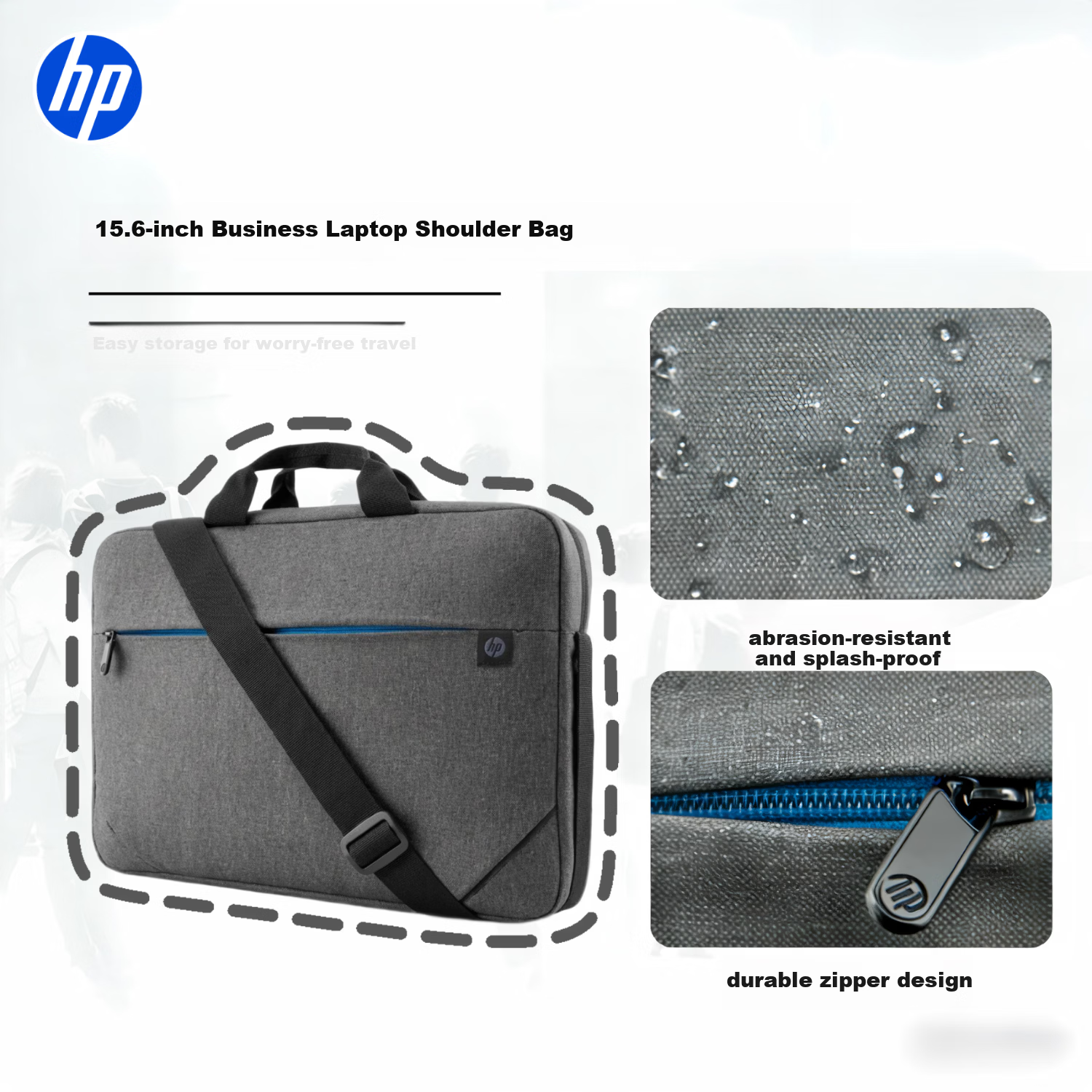 HP 15.6-inch Laptop Shoulder Bag Fashionable High-Value Business Lightweight Carrying Bag Compatible with Zhan 66/Shadow Elf Gray Student Office Universal
