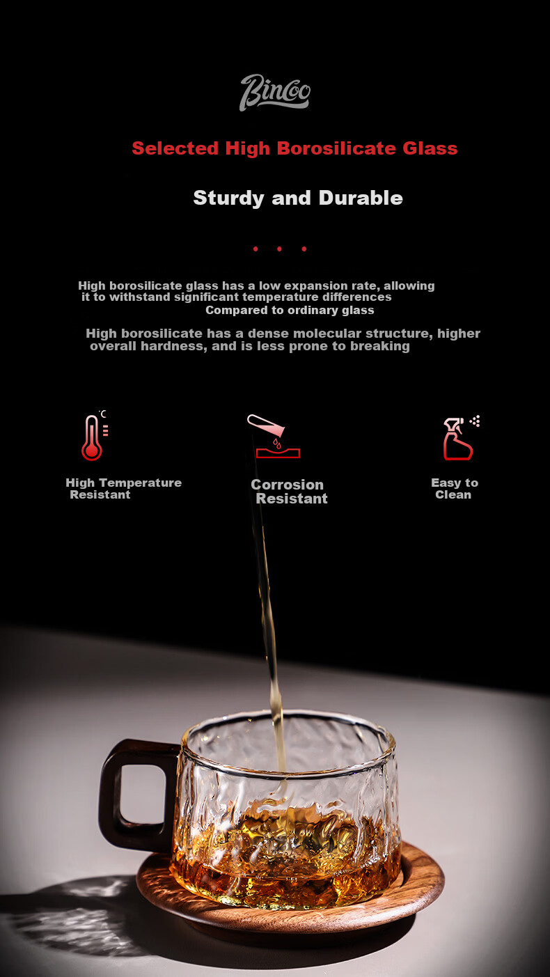 Bincoo Japanese Style Coffee Cup and Saucer Set High-End Afternoon Tea Gift Box with Spoon Stylish Glass Coffee Cups 5