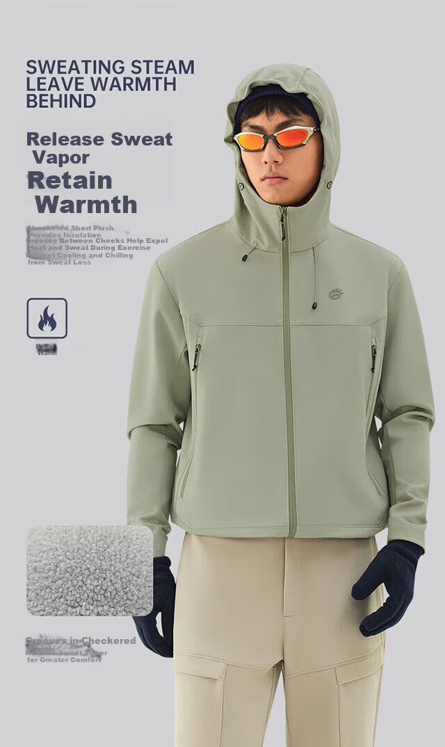 TECTOP Fleece-Lined Softshell Jacket Couples Outdoor Hiking Mountaineering Hooded Coat 16