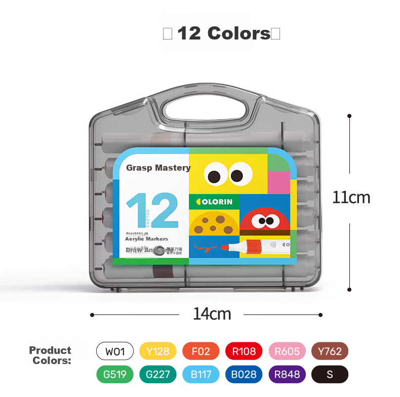36-Color Hard Tip Acrylic Markers Transparent Gift Box Ergonomic Triangular Thick Barrel Washable Student Kids Paint Pens Highlighter Doodle Hand Drawing Birthday Gift 21