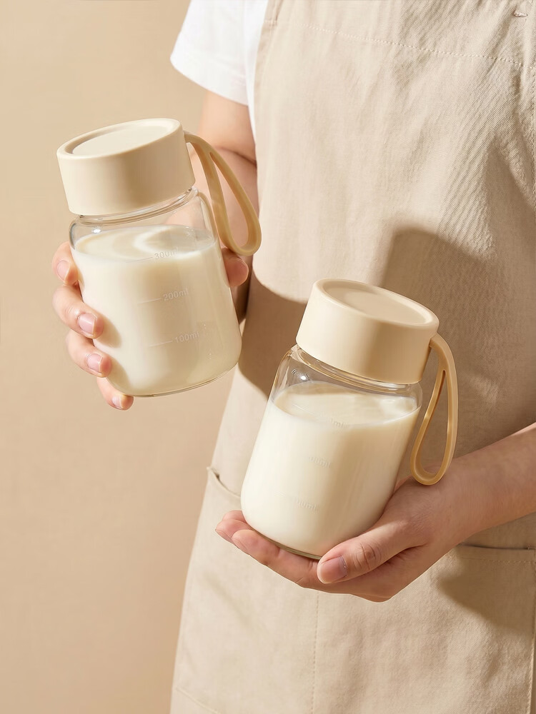 KATEI STORY Japanese Soy Milk Cup Portable Milk Cup Home Breakfast Oatmeal Cup with Measurement Handle Glass Kids Water Cup for Women 1