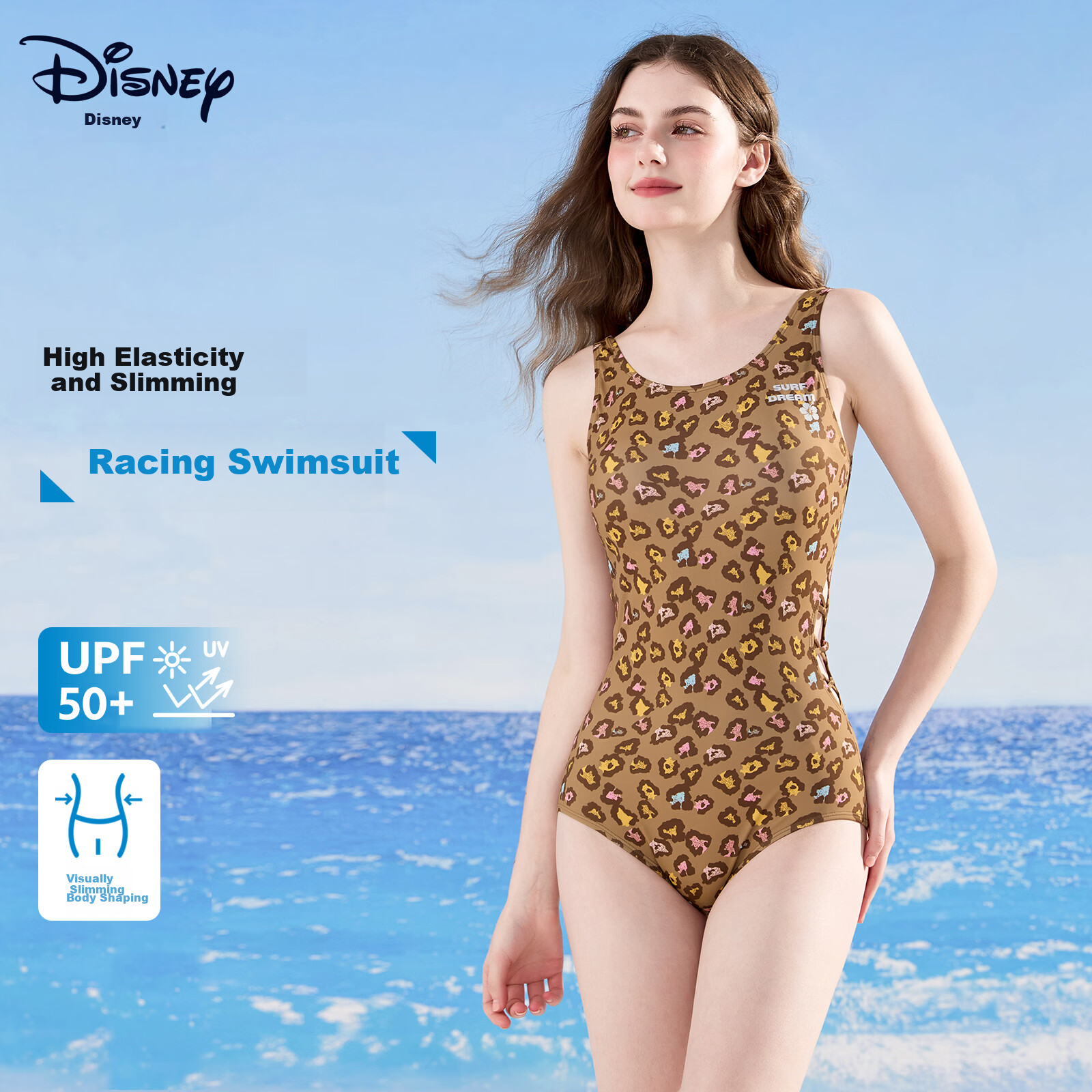 Disney Women's One-Piece Triangle Professional Racing Swimsuit Caramel M D16128S2F