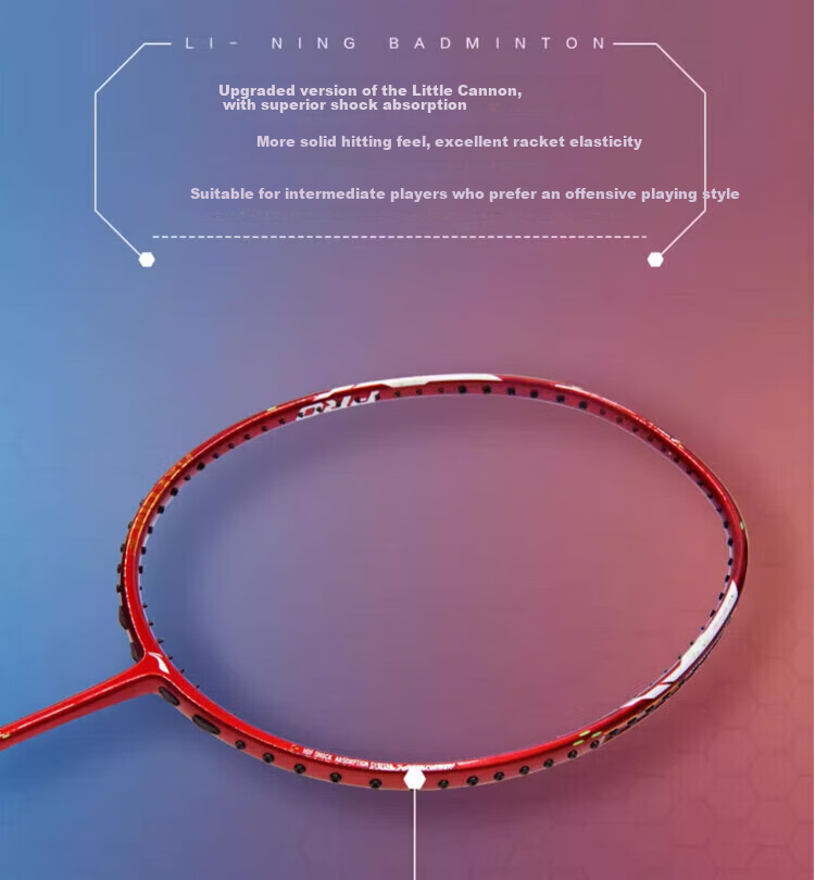 Li-Ning Thunder Mini Steel Cannon Pro Badminton Racket, Full Carbon Fiber Lightweight Offensive Racket, Flat Stroke Quick Attack, for Competition And Training 4
