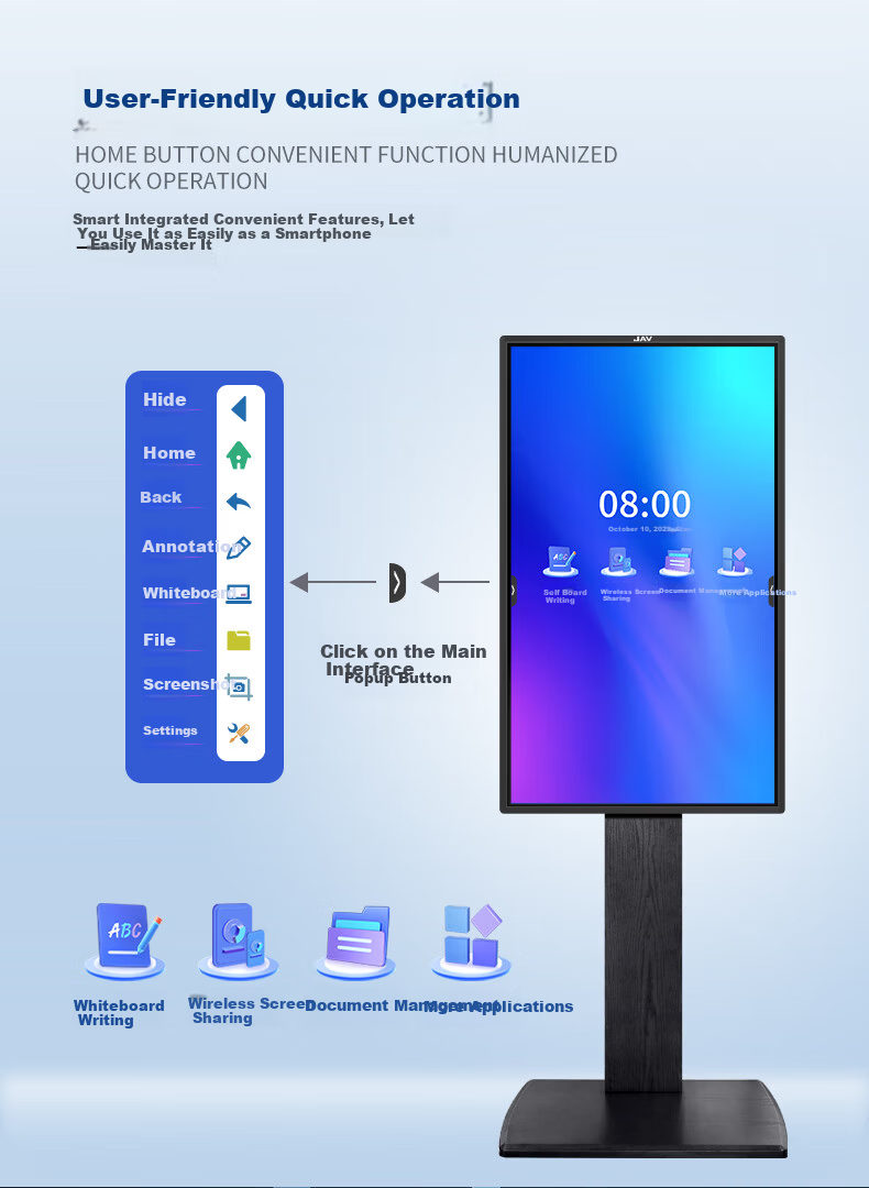 JAV 43-inch Portable Smart Live Streaming Large Screen Wireless Screen Casting Teaching Touchscreen Rotatable Live Streaming All-in-One Machine LED43C3k 10