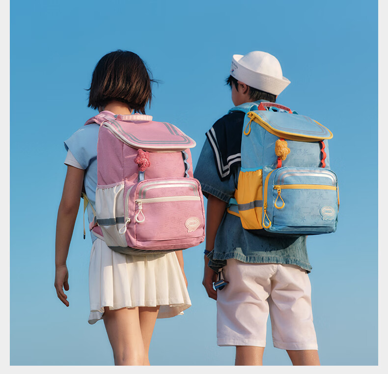 SHUKIKU Little Sailor Ergonomic Backpack for Boys and Girls, Grades 1-6, Large Capacity Lightweight School Bag, Coral Pink 18