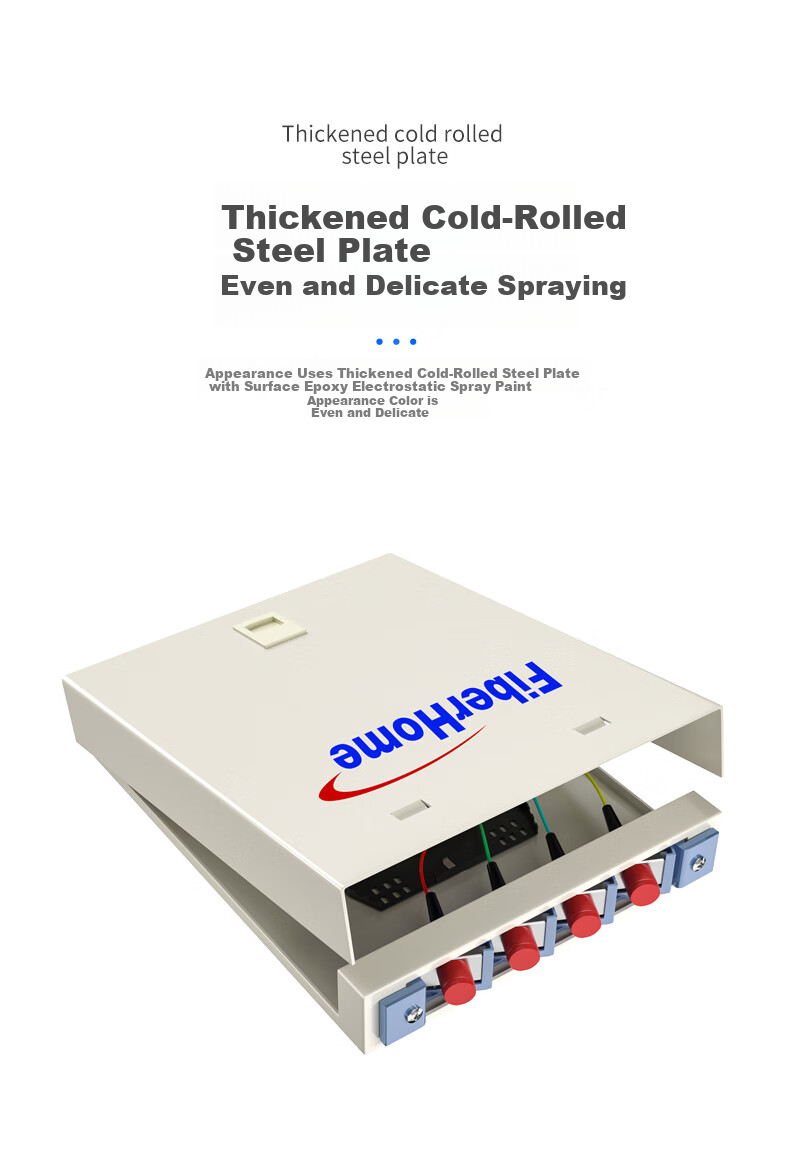 FiberHome 4-Port Empty Fiber Optic Terminal Box Wall-Mounted Fiber Optic Cable Splice Box Universal Fiber Optic Splice Tray Distribution Frame 9
