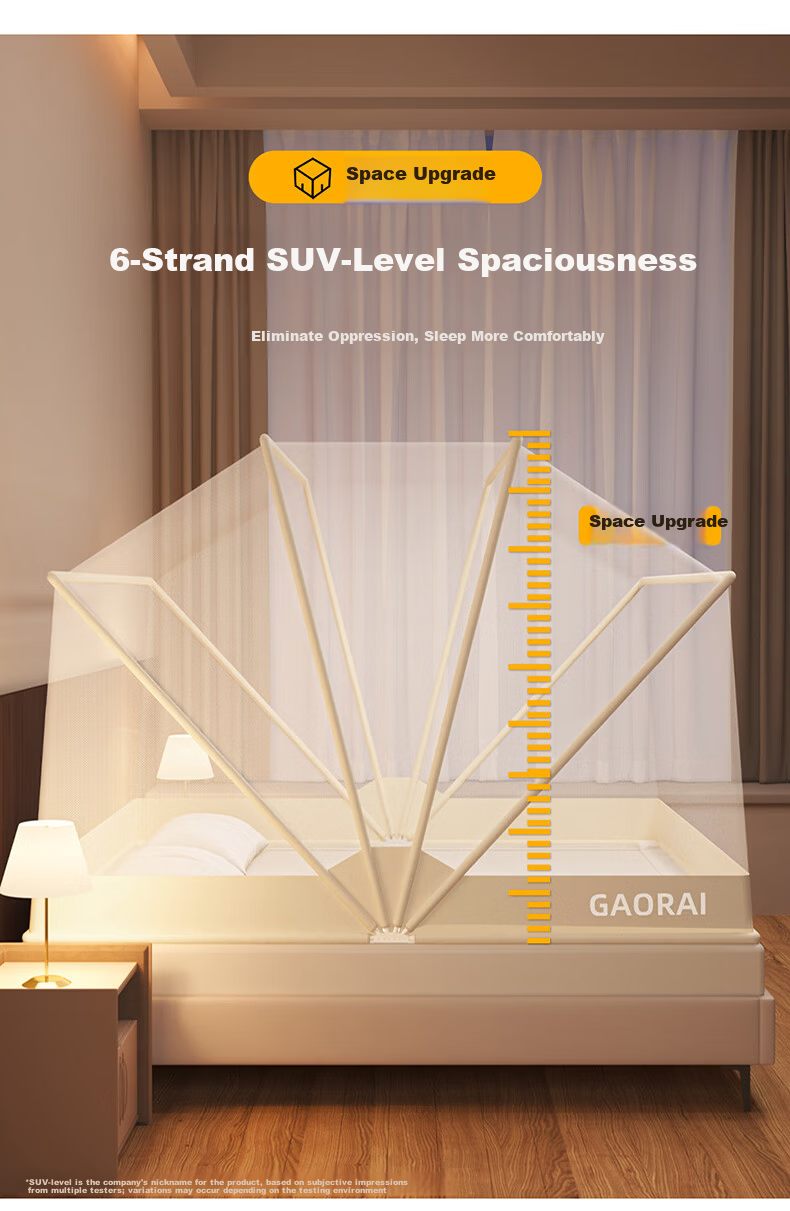 YANYANGTIAN Class A Home Foldable No-Installation Mongolian Tent Mosquito Net for 1.2m Bed [6-Strand Frame with Upgraded Fasteners] 4