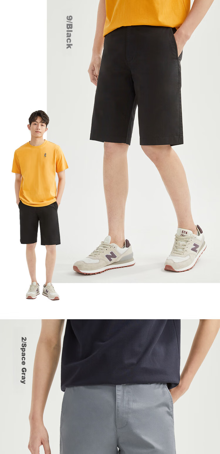 Giordano Casual Shorts for Men, Elastic Lycra Cotton Woven Pants, Mid-Rise Thin Five-Point Shorts for Men, 01104341 15