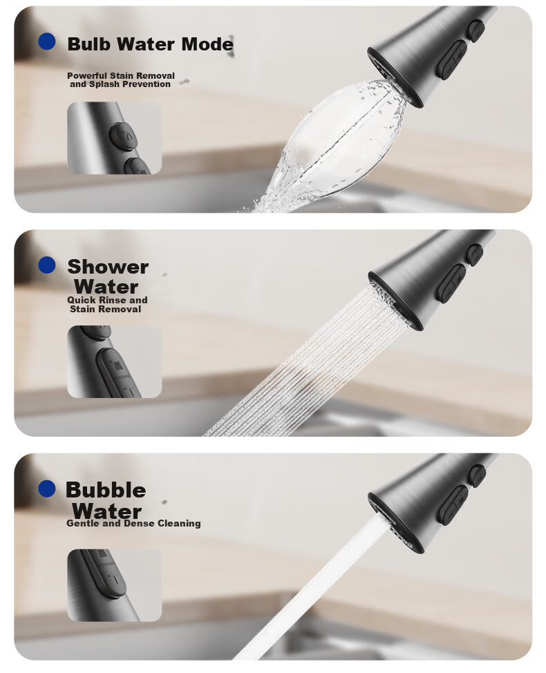 JOMOO Kitchen Faucet Gunmetal Gray Pull-Out Sink Mixer Tap Hot and Cold 33168-385/HBS-Z 10
