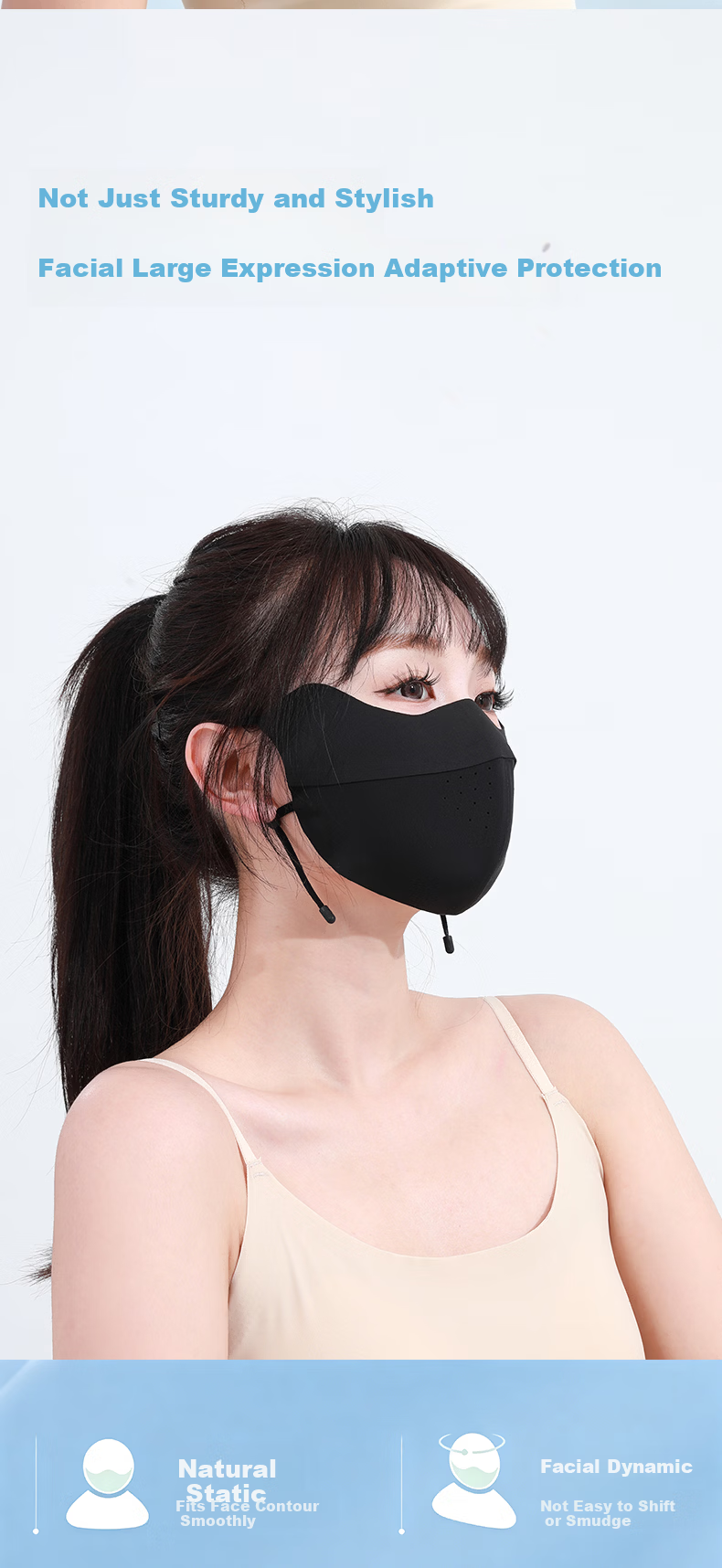 JD Jingzao Unisex Sunscreen Mask UV Protection Breathable Cycling Ice Silk Cooling Full Face Sun Protection Mask Black 5