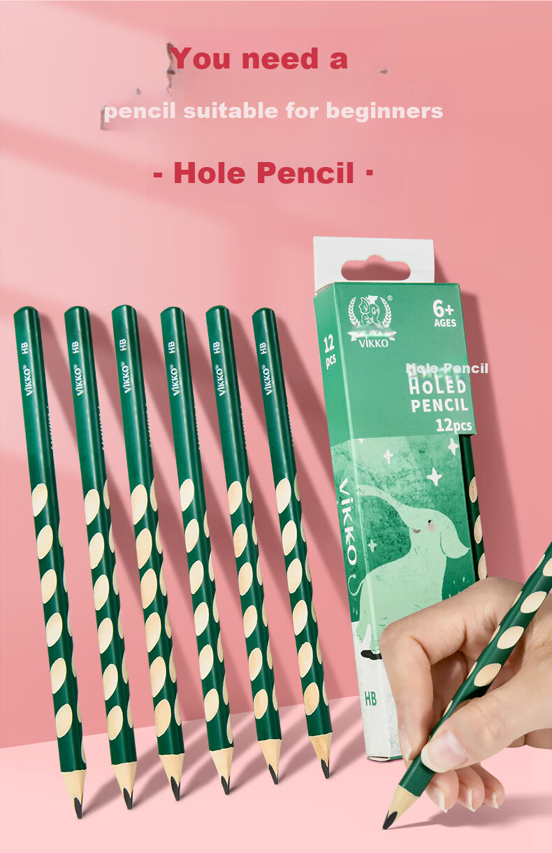Victorli 12-Pack 2B Pencils Triangular Grip Posture Correcting Thick Barrel Pencils for Kids Kindergarten Grade 1-2 with Pencil Sharpener 2