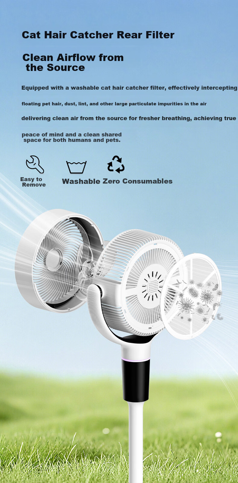 PHILIPS Air Circulation Fan Hurricane 99-Speed DC Inverter Floor Fan Home Quiet Automatic Oscillation Purification 3D Oscillation Table Fan High Wind Remote Control ACR3262CFD 2