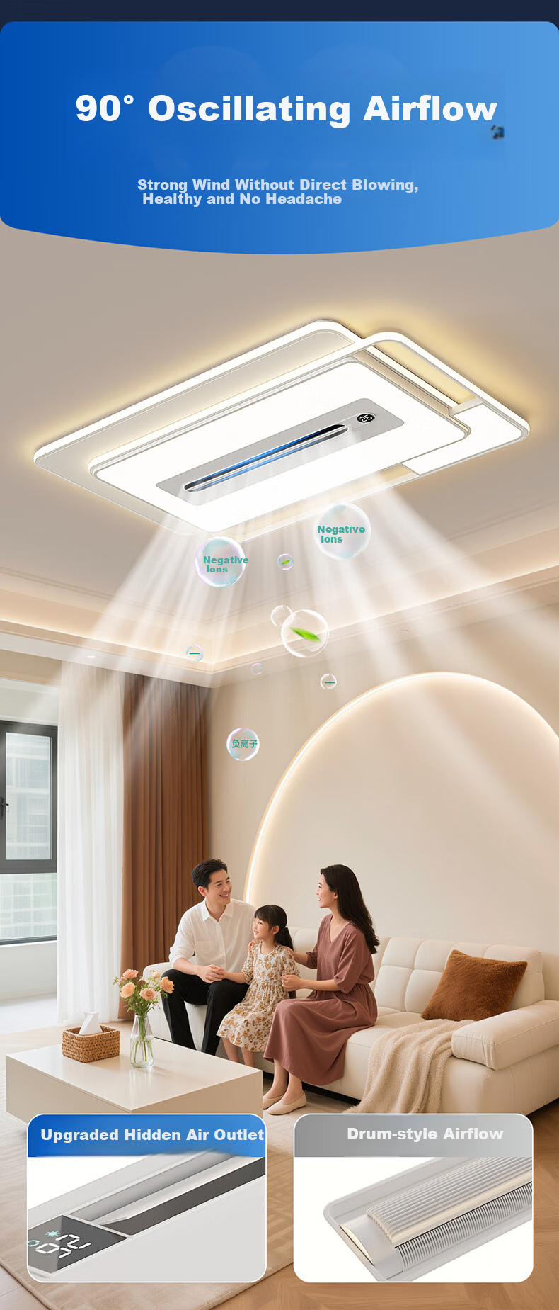 HP Pure Eye Protection Living Room Leafless Fan Ceiling Light Smart Bedroom Lamp Zhongshan Lighting Zhenzhiguang 9