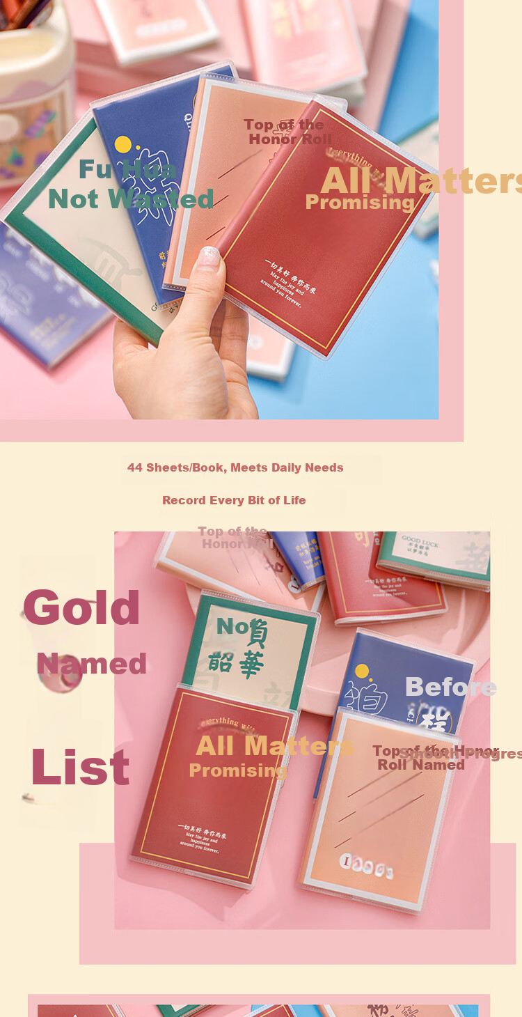 Jufu Notebook 4-Pack Graduation Season Children's Day Prize Inspirational A7 Text Series Softcover Notebook Elementary and Middle School Student Creative Practical Reward Gift 3
