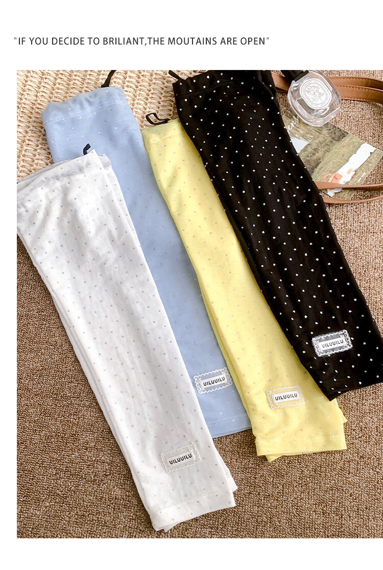Spapani Polka Dot Ice Silk Sun Protection Sleeves for Women Summer UV Protection Loose Breathable Arm Sleeves 9