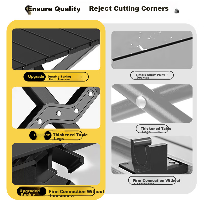 Xiaomo Outdoor Folding Table, Picnic Barbecue Egg Roll Table Camping Table And Chairs, Portable Stalls Camping Balcony Leisure Table, Black