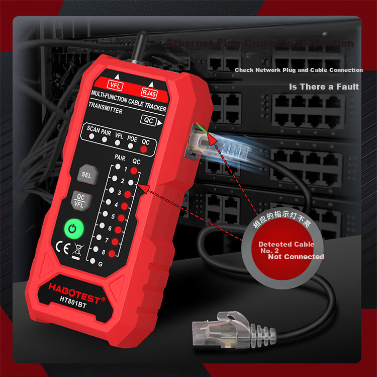 HABOTEST Network Cable Tester HT801B Multifunction Broadband Signal Continuity Checker Tool 11