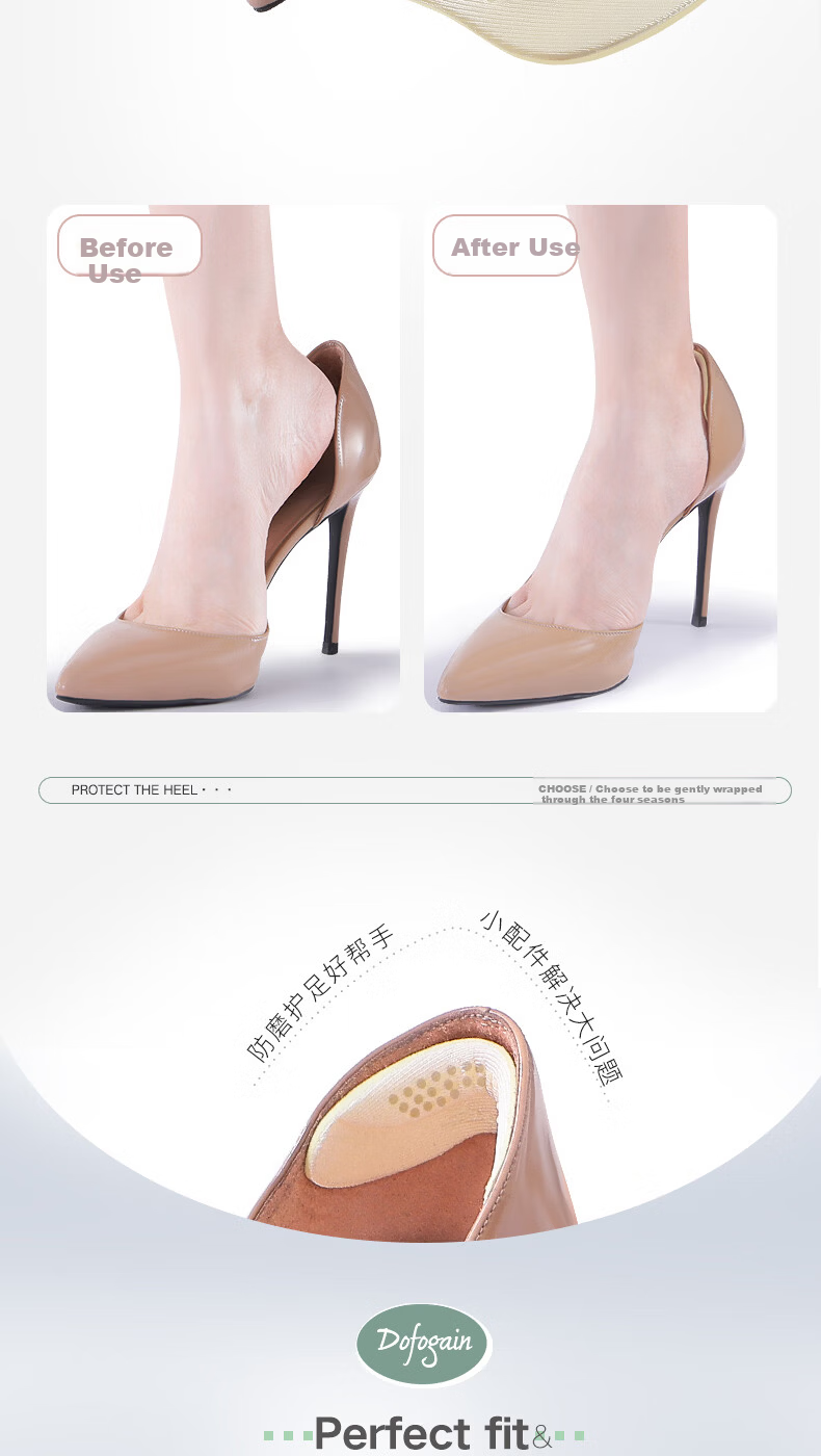 Oriental Footprint 3 Pairs Heel Pads Anti-Slip Anti-Friction High Heel Insoles Women's Shoe Heel Stickers Black 3