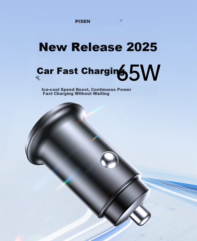 PISEN 136W Multi-Port Car Charger Super Fast Charging 3-in-1 Car Adapter Compatible with Apple 17, Huawei, Xiaomi 1