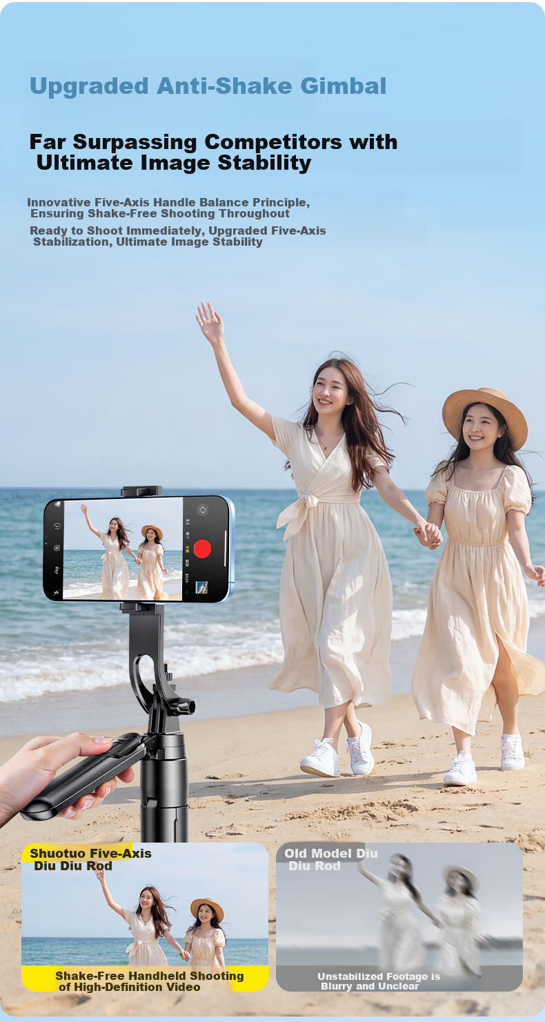Shuotuo Floor-Standing Adjustable Selfie Stick Tripod Phone Holder Live Streaming Stand Portable Travel 360-Degree Rotating Anti-Shake Shooting Mount 15