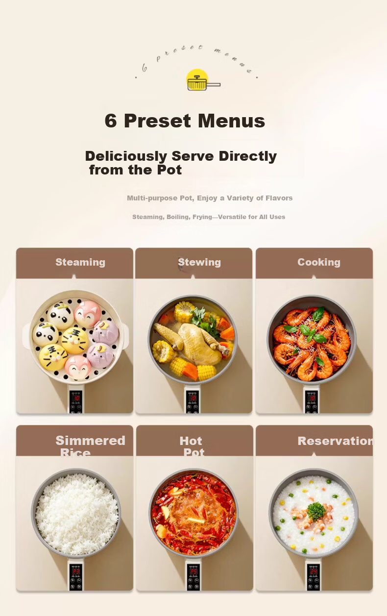 AUX Electric Cooking Pot Multi-Functional Small Hot Pot 2.2L Student Dormitory All-in-One Noodle Cooker Stew Rice Pot DR226 Titanium Coating + Steamer Basket 4