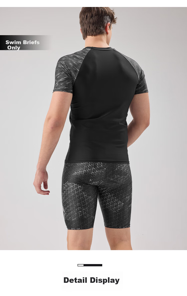 LI-NING Men's Quick-Dry Chlorine-Resistant Comfortable High-Elasticity 5-Point Training Swim Trunks 054 Black 3XL 9