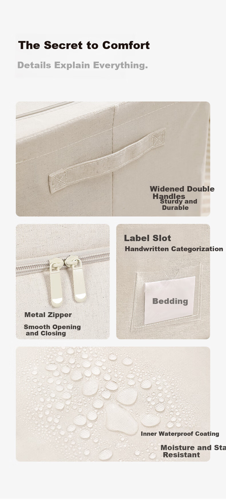 Natural House Cloud Soft Cotton Wardrobe Storage Box Household Clothes Fabric Quilt Folding Organizer Beige 66L 6