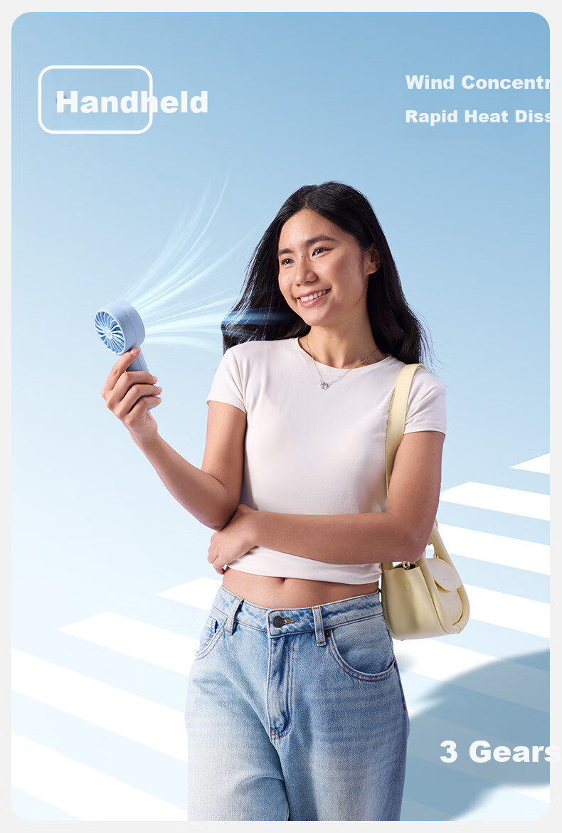 Aecooly Handheld Mini USB Rechargeable Portable Foldable Pocket Fan Lightweight Outdoor High Wind Power 16