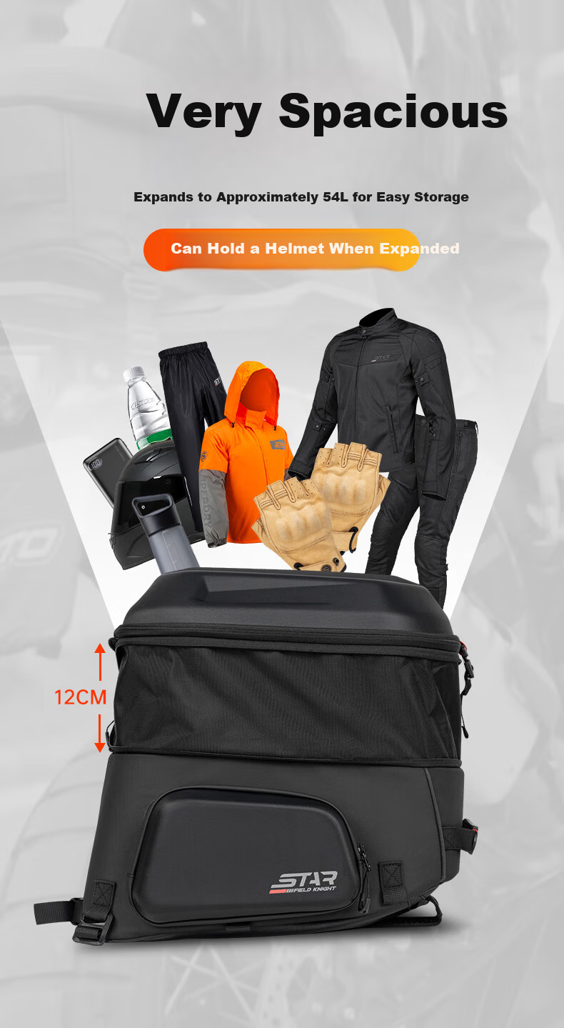 STAR FIELD KNIGHT Motorcycle Multifunctional 54L Rear Seat Bag Full Helmet Tail Bag Dual Shoulder Riding Backpack Hard Shell Helmet Bag SKB395 3