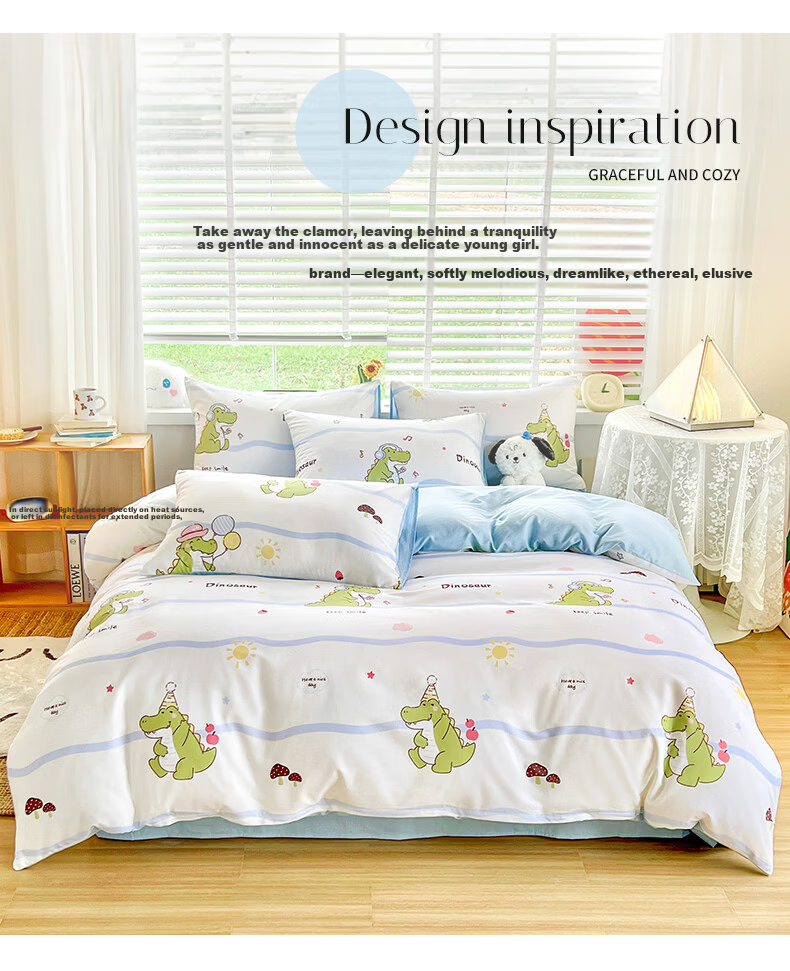 Grace 7A Antibacterial 100% Cotton Three-Piece Set Xinjiang Cotton Bedding 0.9/1.2m Bed Quilt Cover 150x200cm 20