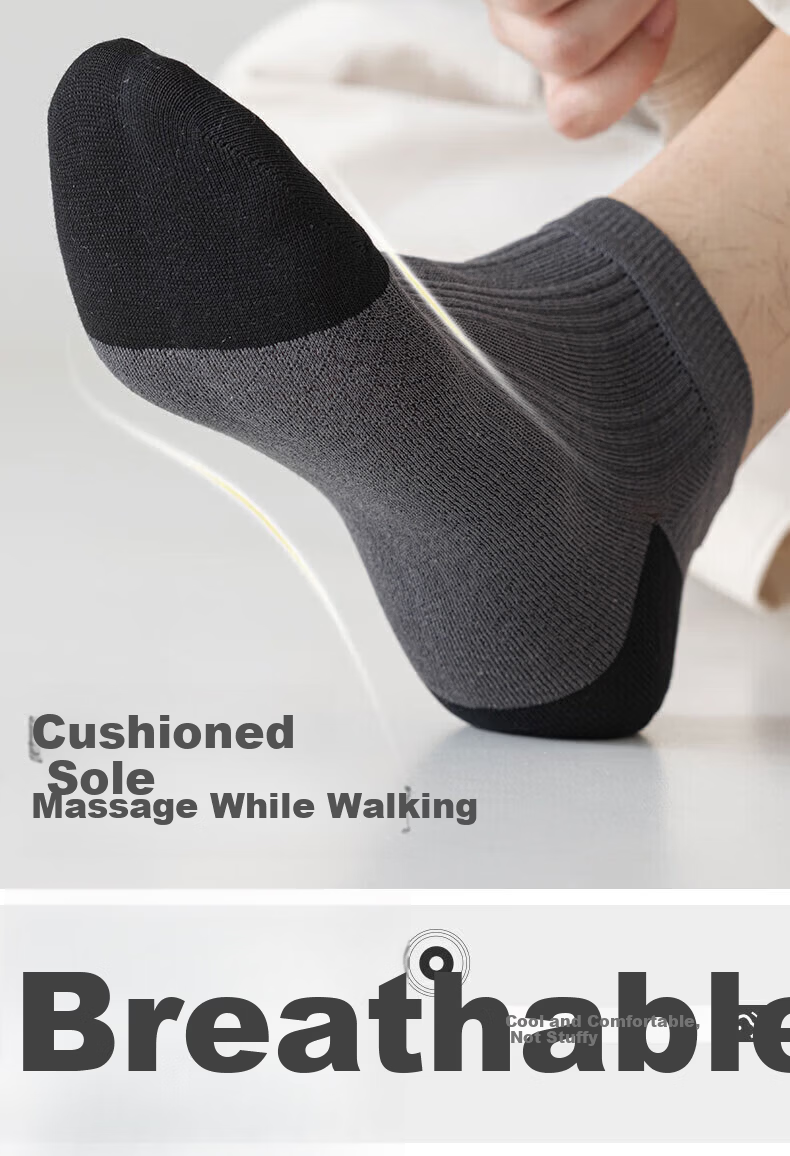 Mian Shisan Men's Short Socks Summer Thin Xinjiang Cotton Antibacterial Deodorant Mesh Breathable Low-Cut Socks 6 Pairs Pack 2