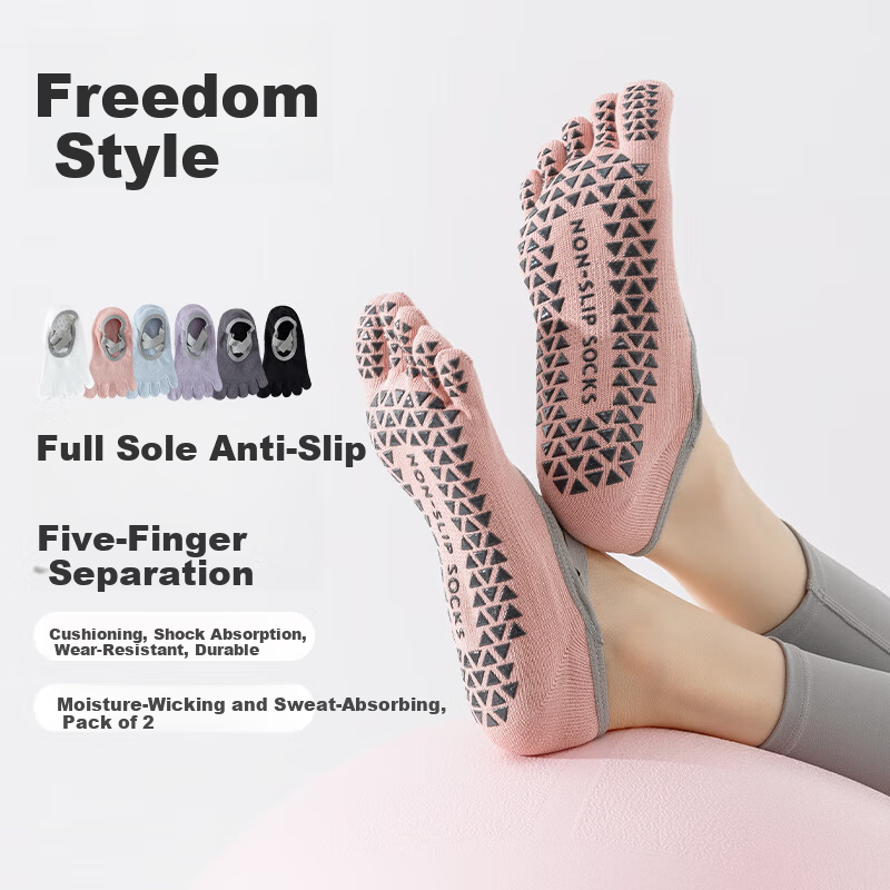 Free Style Five-Toe Yoga Socks for Women Summer Thin Professional Non-Slip Toe Separation Indoor Sports Pilates Dance No-Show Socks