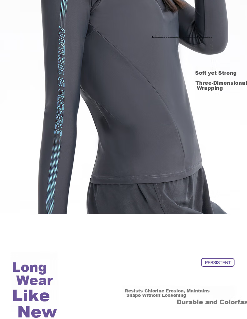 LI-NING Women's Premium 2026 New Split Long Sleeve Boxer Two-Piece Swimsuit Set Swimming Gear 1521 Black XL 15
