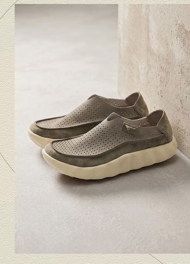 Seven Wolves Summer Breathable Men's Shoes 2026 New Style Perforated Hollow Slip-On Lightweight Comfortable Sports Sandals 33