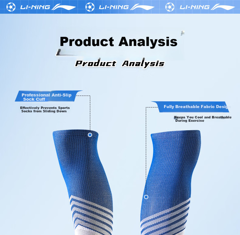 Li-Ning Football Socks Long Tube Adult Children Thickened Towel Bottom Professional Training Competition Non-Slip Breathable Socks Black S 5