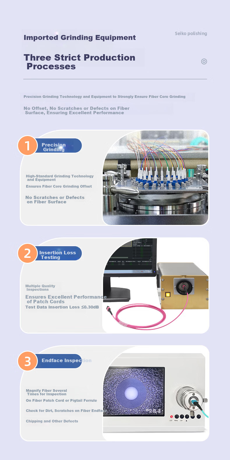 EB-LINK Fiber Optic Patch Cord Telecom Grade 1m MPO-MPO Female Multimode 8-Core OM3 Bundle 40G Optical Module MTP Patch Cable 8