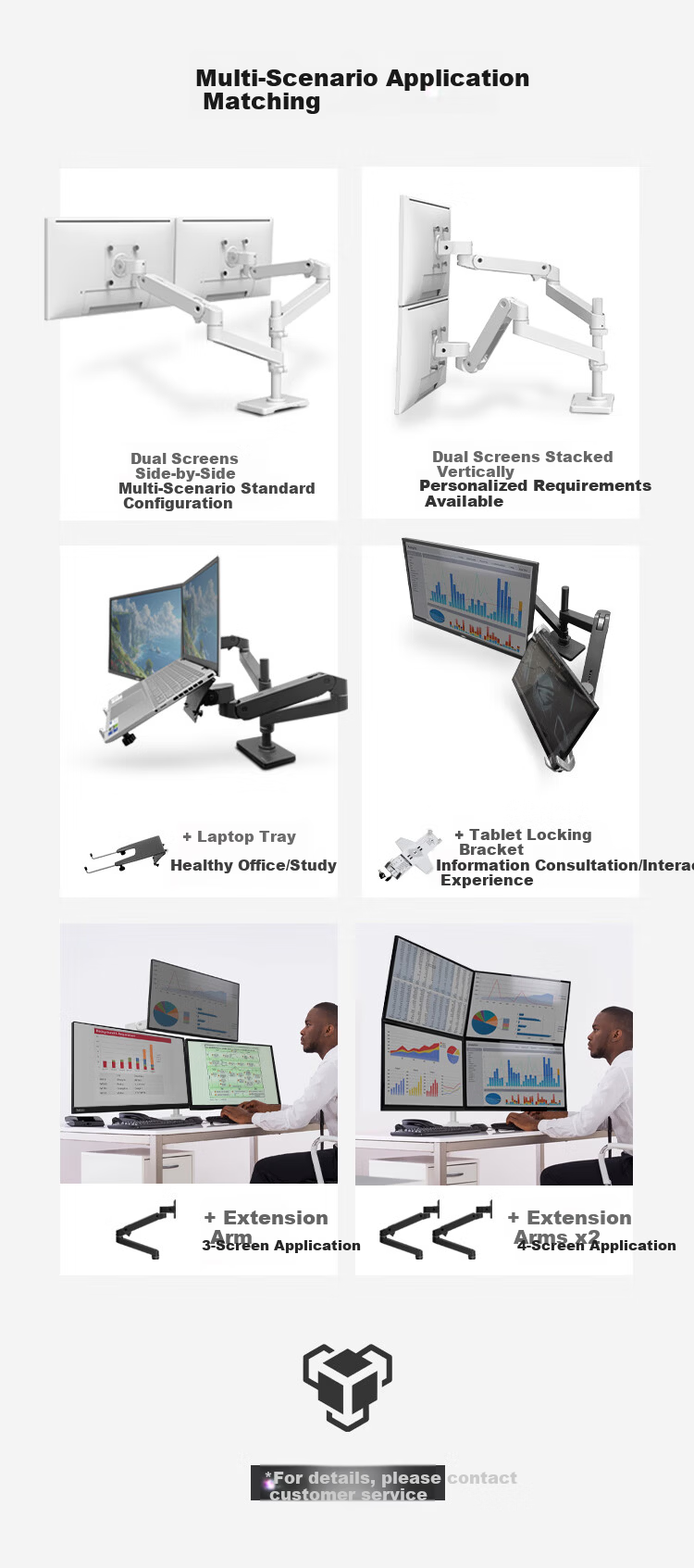 ERGOTRON 40" Dual Monitor Arm Stand Large Screen Dual Display Monitor Mount Computer Monitor Riser Desk (45-509-216) White 9