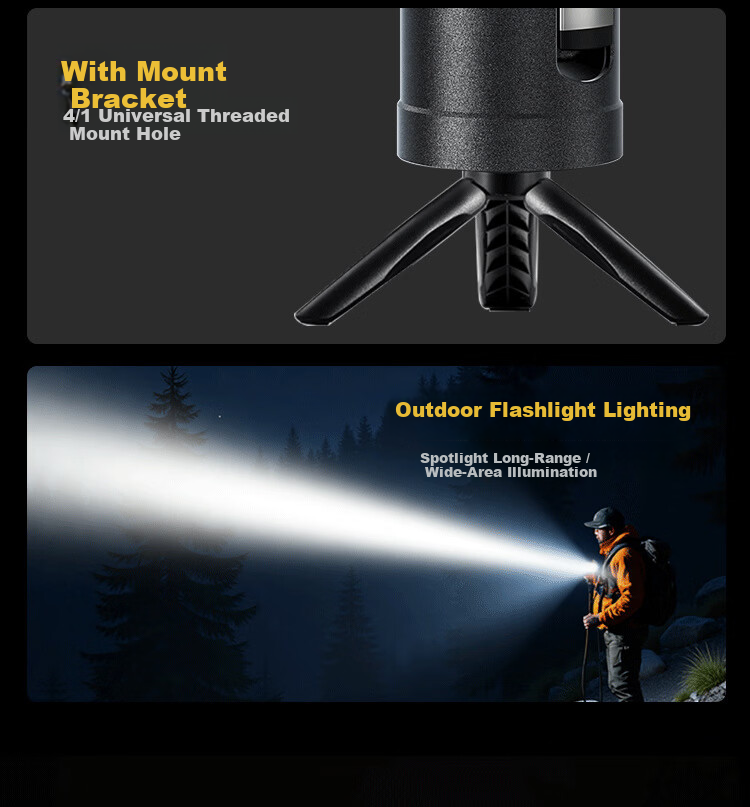 Cavalry Home Table Lamp Outdoor Camping Tent Light Aluminum Alloy Rechargeable Zoom White Laser Multifunctional Super Bright Flashlight 3