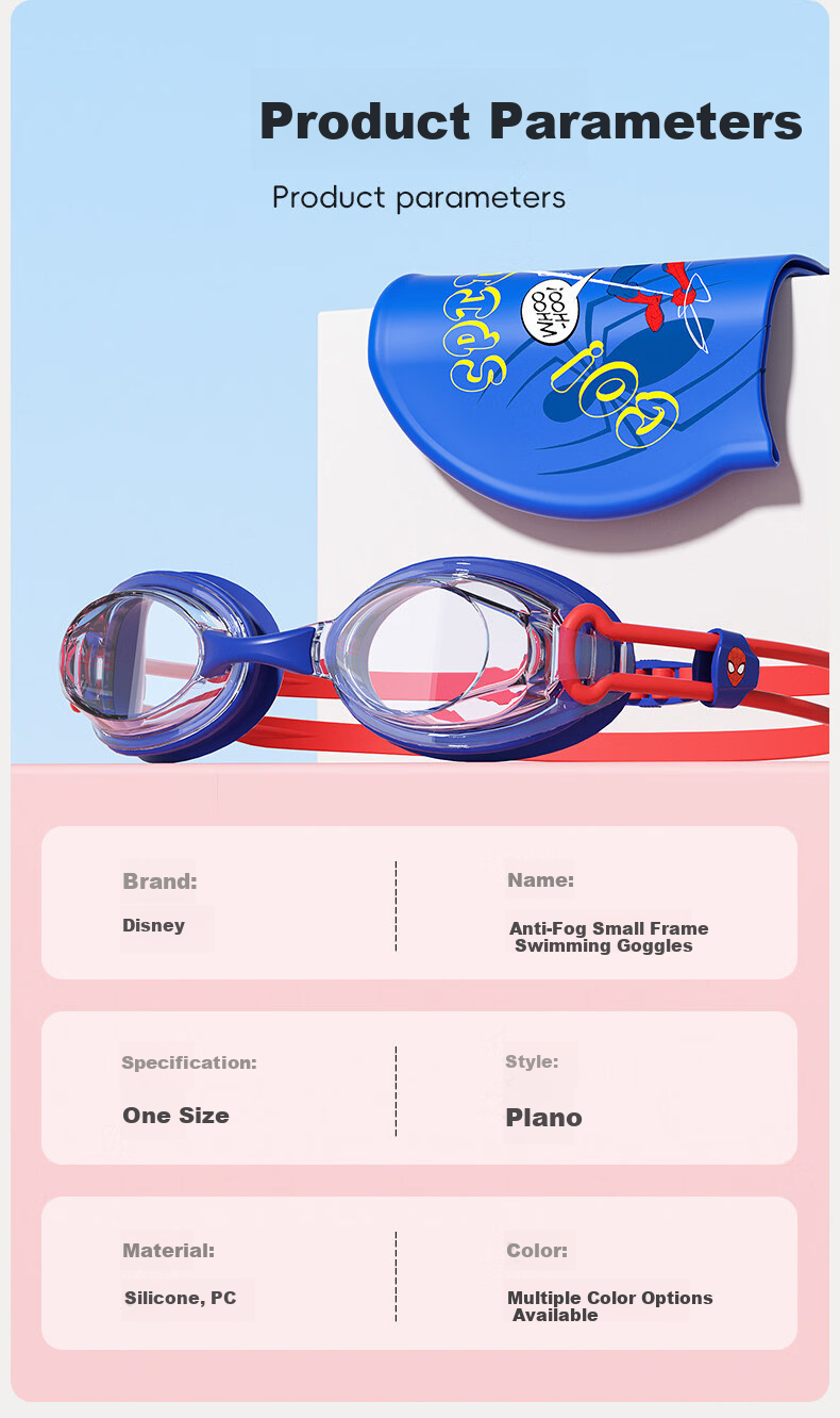 Disney Kids Swim Goggles Waterproof Anti-Fog HD Training Racing Goggles Set D65653S Blue Elsa 7
