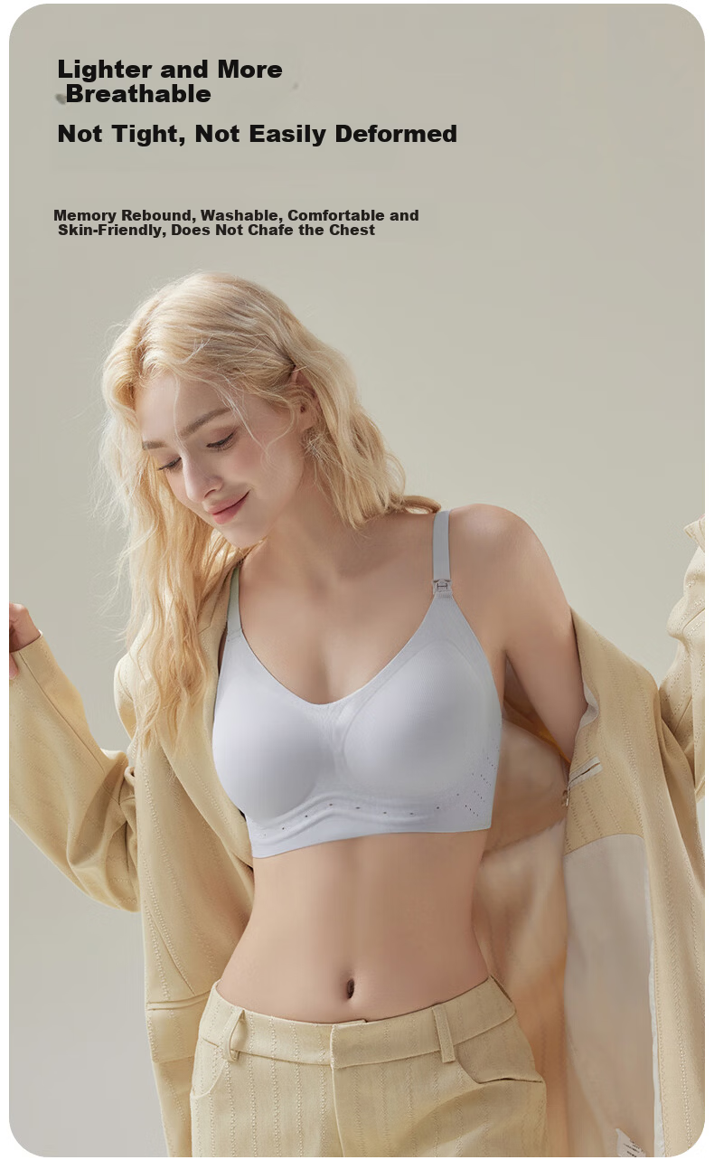 KUB Maternity Nursing Bra Seamless Comfortable Breathable Antibacterial Light Blue Size M 10A 6