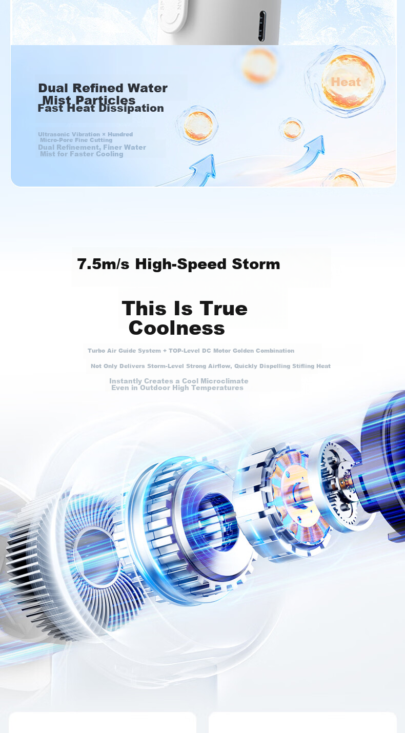 AIRMATE Mini Portable Handheld Fan with Mist Cooling, Rechargeable Quiet Desktop Fan for Office Home Outdoor, Long Battery Life FREE1ULTRA 4
