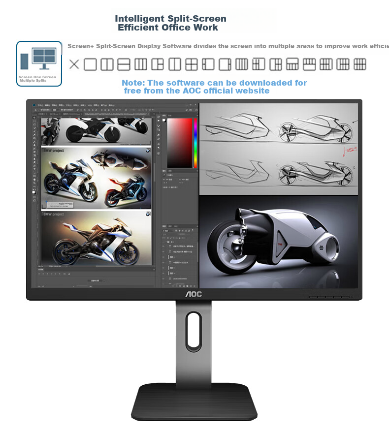 AOC 24-inch Full HD IPS Monitor with Rotatable and Adjustable Narrow Bezel, DP Port, TUV Low Blue Light Eye Protection, Flicker-Free Display 24P1U for Home and Office 6