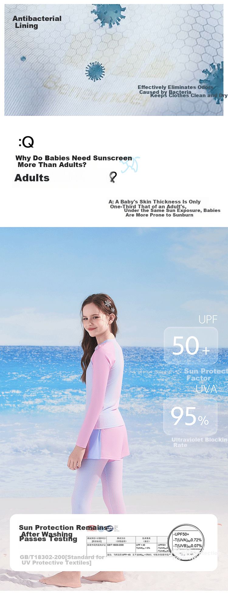 Disney Girls' Two-Piece Swimsuit with Long Sleeves And Pants, Sun Protection Swimwear D36129S2H Pink Elsa 120 3