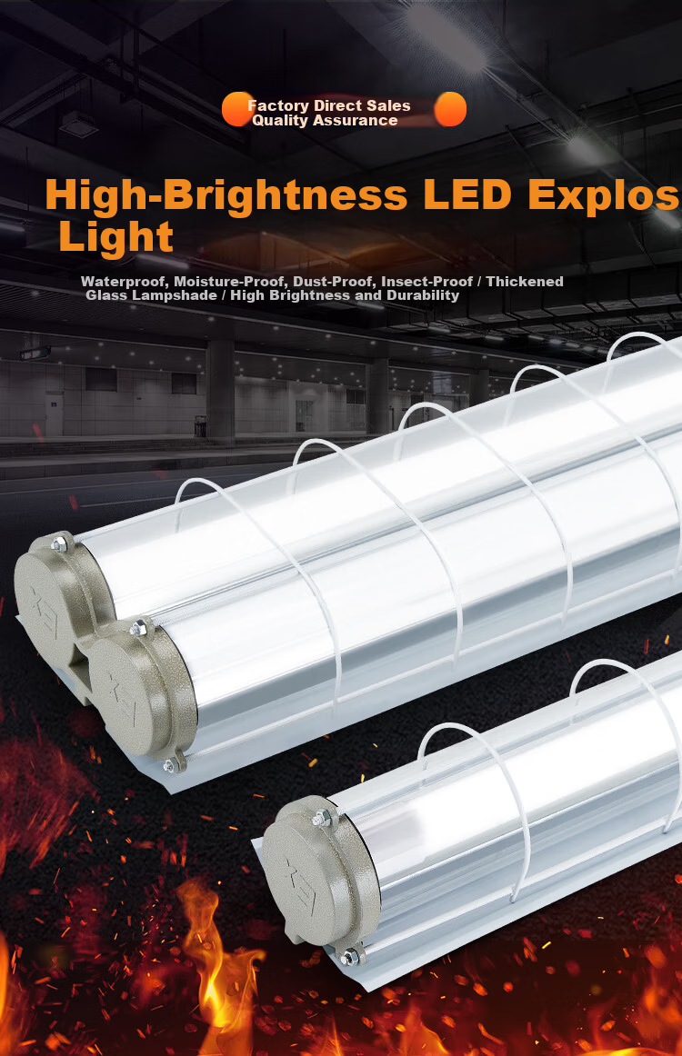 Biuyum Explosion-Proof LED Tube Light, Daylight, Factory Workshop Lighting, White Light, 1.2m Single Tube, 40W 1