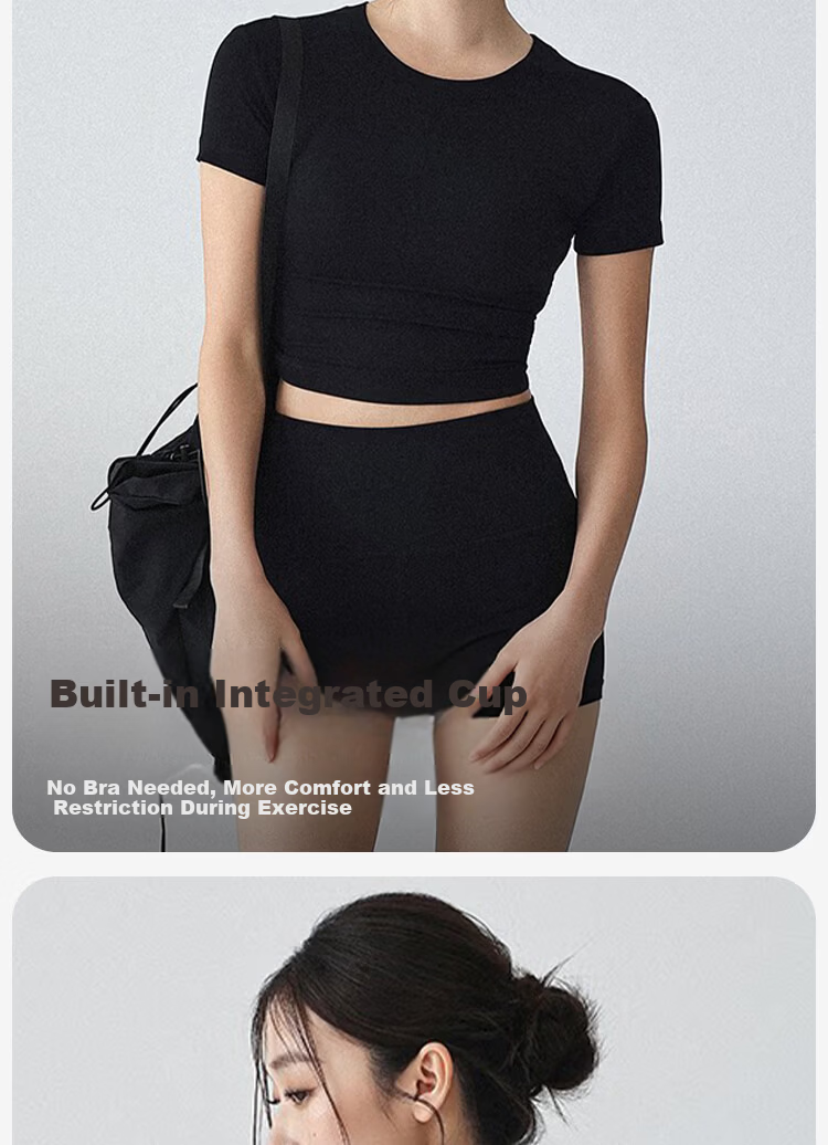 Free Style Backless Sports Top for Women with Semi-Removable Chest Pad, Beautiful Back T-Shirt, Pilates Yoga Short Sleeve Fitness Wear Summer 5