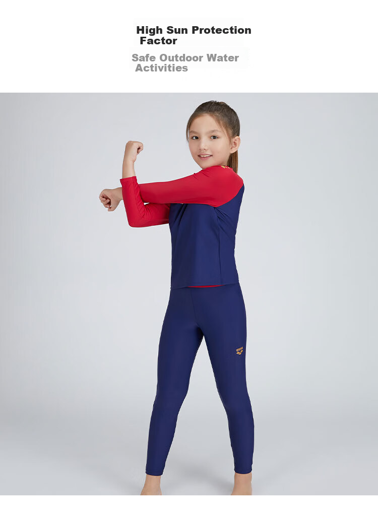 Arena Kids Youth Long Sleeve Two-Piece Sun Protection Stretch Comfortable Boys Girls Swimsuit Set 5