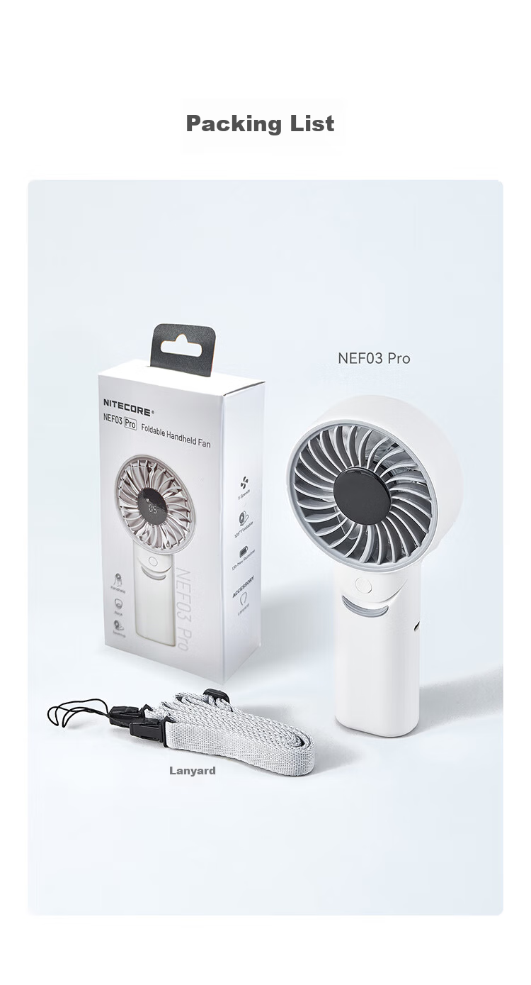 NITECORE NEF01 Handheld Mini Portable Rechargeable Fan Long Battery Life Starry Gray 6