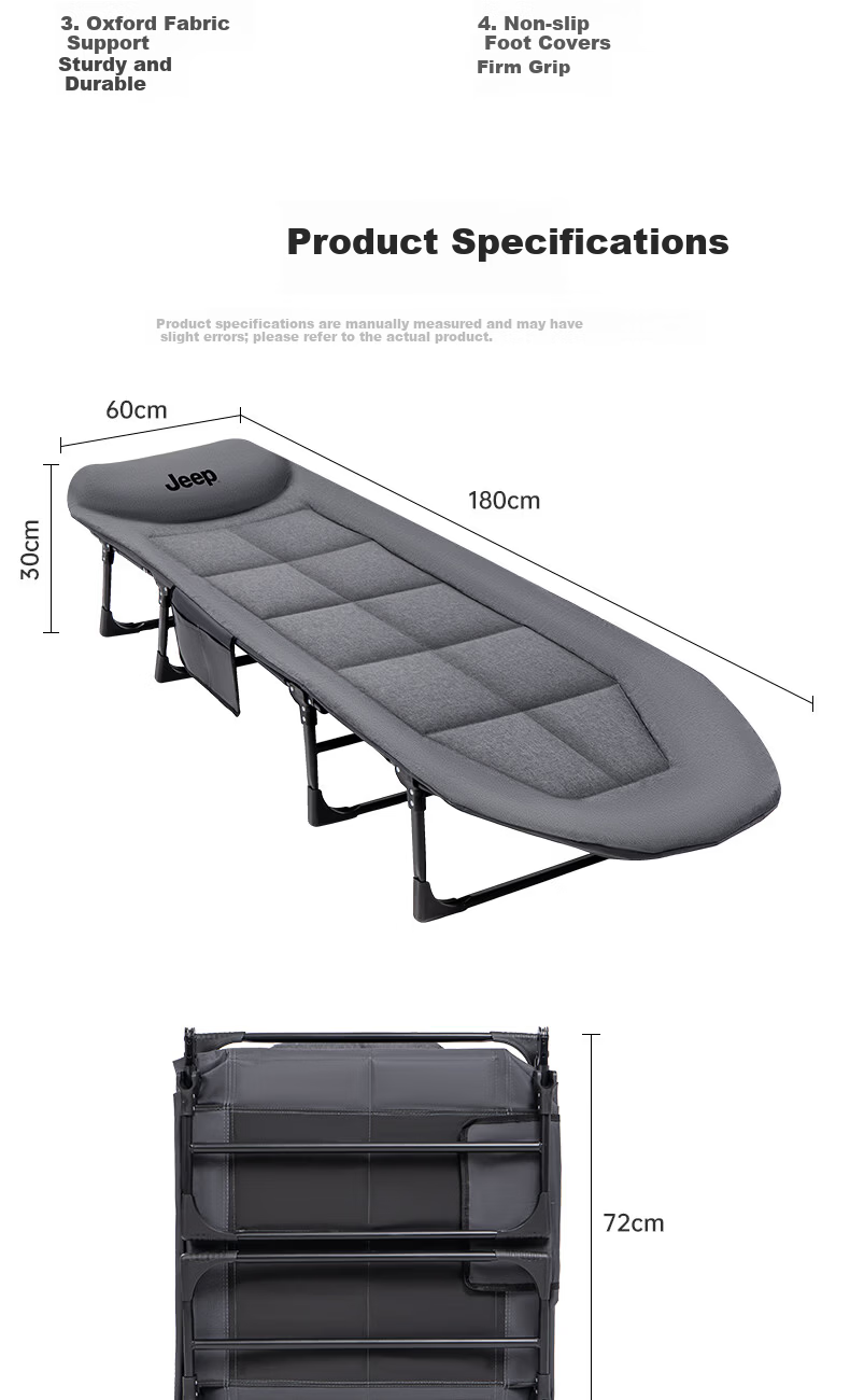 JEEP Folding Nap Bed Hospital Multifunctional Portable Single Military Cot Outdoor Office Recliner Large Size 13